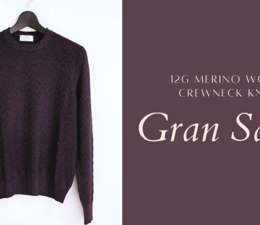 Gran Sasso(グランサッソ)｜12Gメリノウール ヘリンボーンクルーネックニット（Vintageライン）