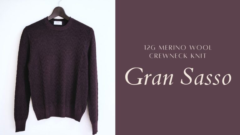 Gran Sasso(グランサッソ)｜12Gメリノウール ヘリンボーンクルーネックニット（Vintageライン）