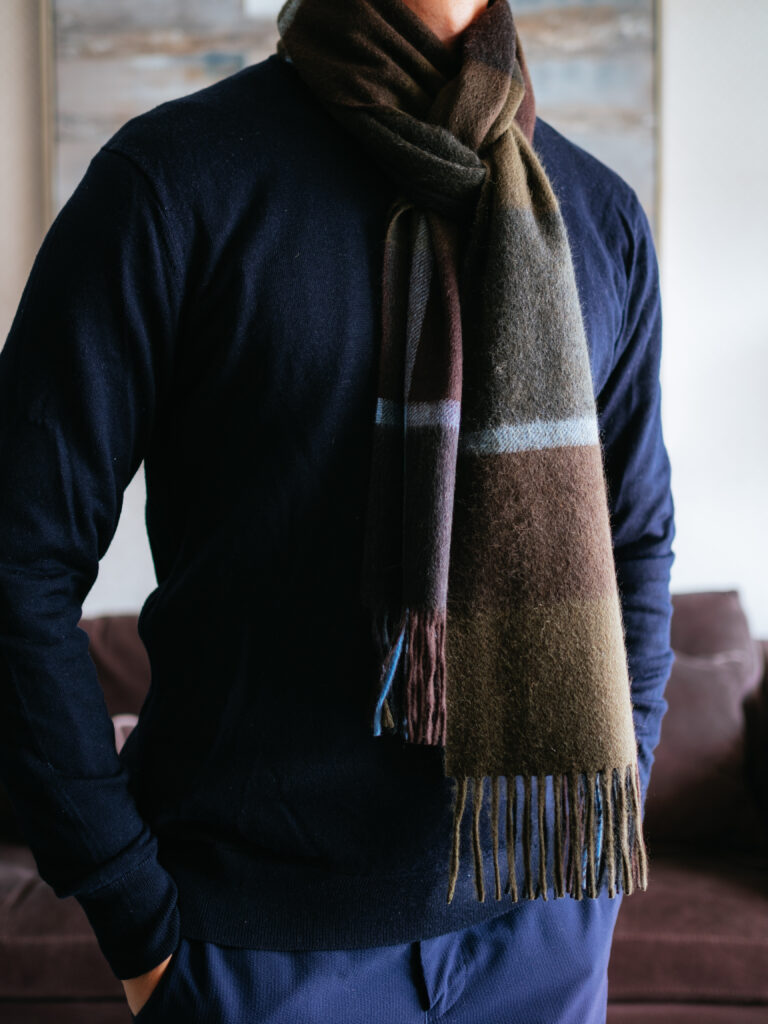 【レビュー】Joshua Ellis（ジョシュア エリス）｜ブロックチェック　カシミヤマフラー