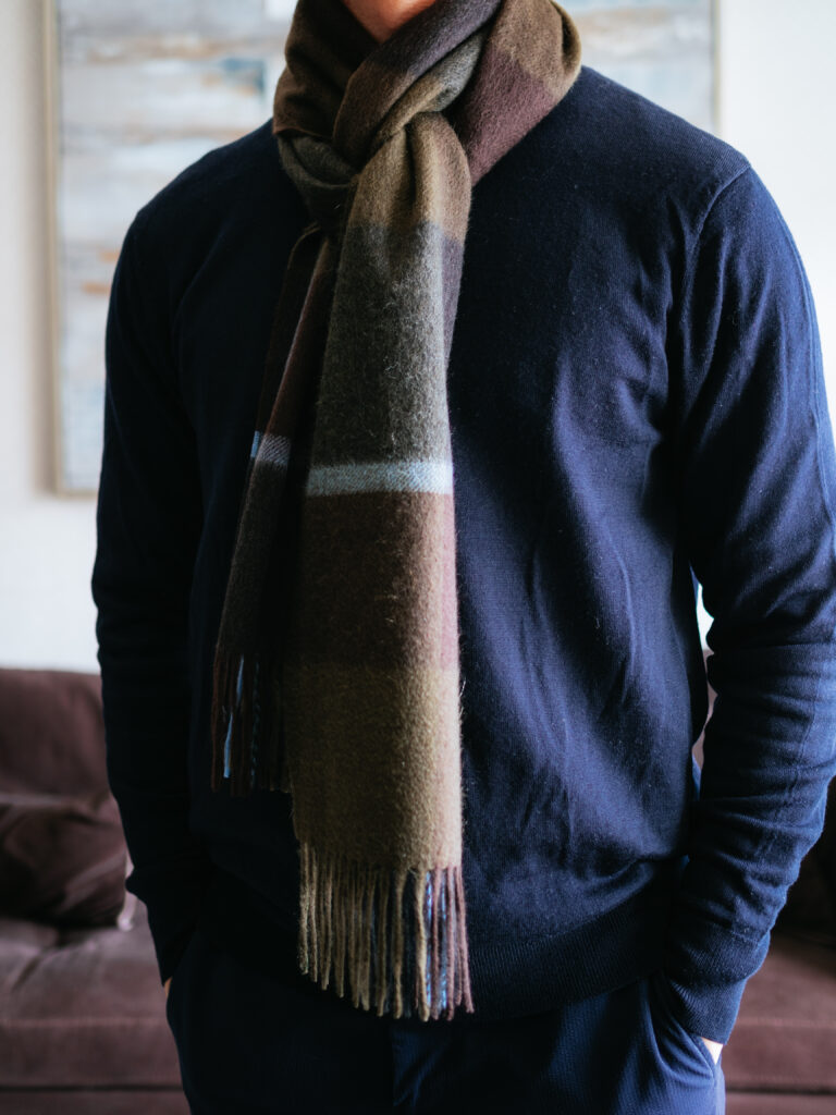 【レビュー】Joshua Ellis（ジョシュア エリス）｜ブロックチェック　カシミヤマフラー